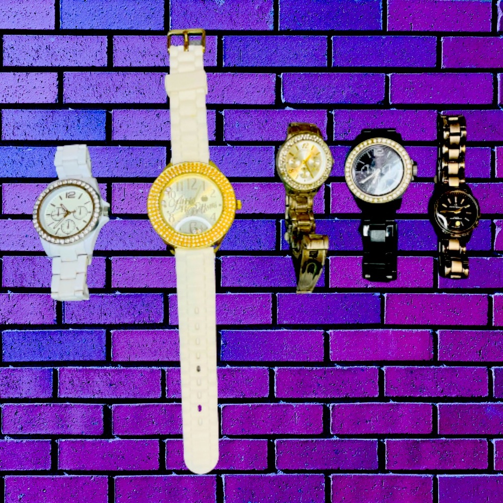5 watches different brands, different styles, without battery, working